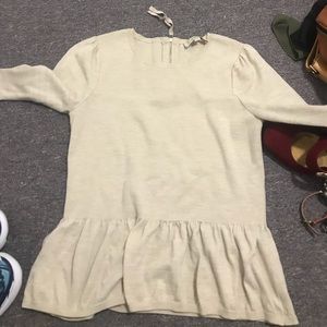 Cream peplum sweater, 3 quarter inch sleeve